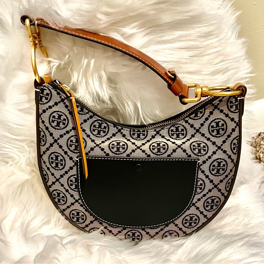 Tory Burch T Monogram Jacquard Mini Crescent Bag